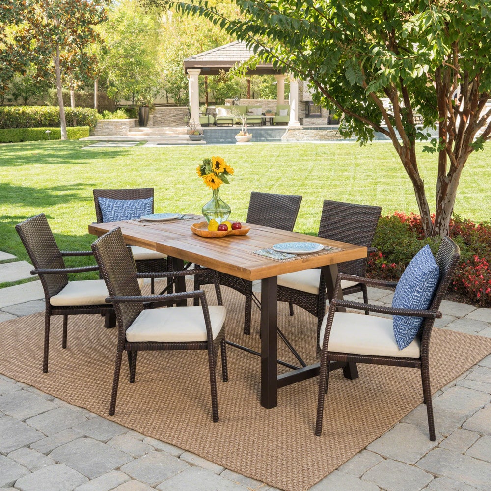 Laguna Outdoor 7-Piece Wicker Dining Set by Christopher Knight Home