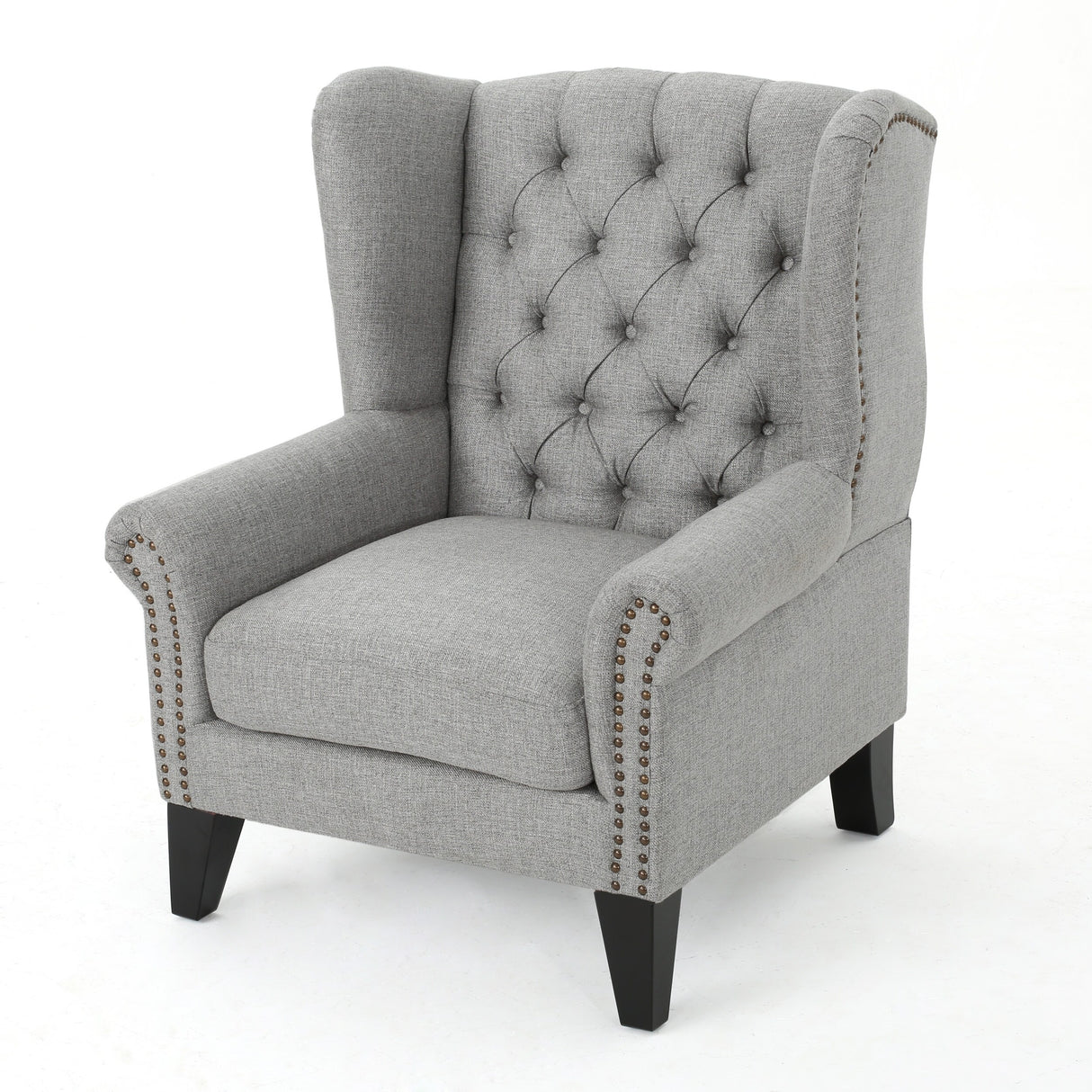 Laird Winged Tufted Studded Fabric Club Chair by Christopher Knight Home