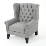 Laird Winged Tufted Studded Fabric Club Chair by Christopher Knight Home