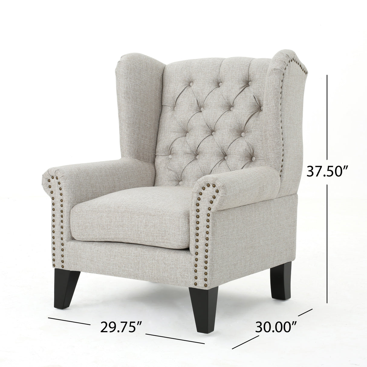 Laird Winged Tufted Studded Fabric Club Chair by Christopher Knight Home