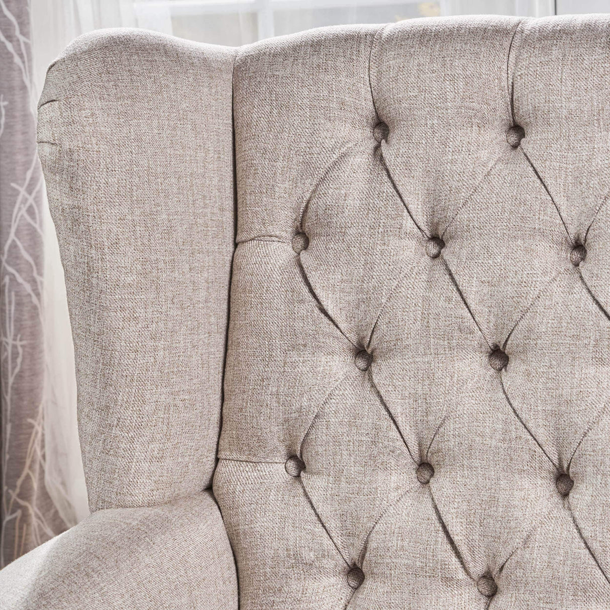 Laird Winged Tufted Studded Fabric Club Chair by Christopher Knight Home