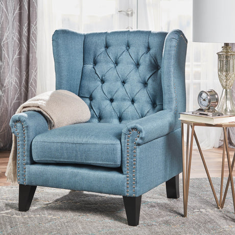 Laird Winged Tufted Studded Fabric Club Chair by Christopher Knight Home