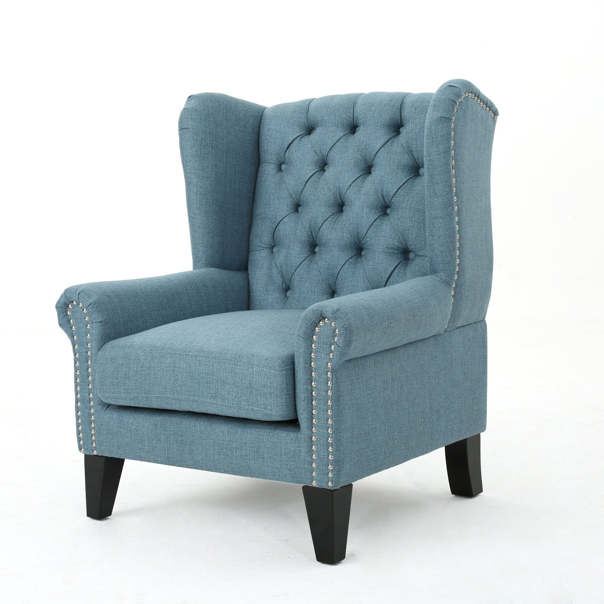 Laird Winged Tufted Studded Fabric Club Chair by Christopher Knight Home