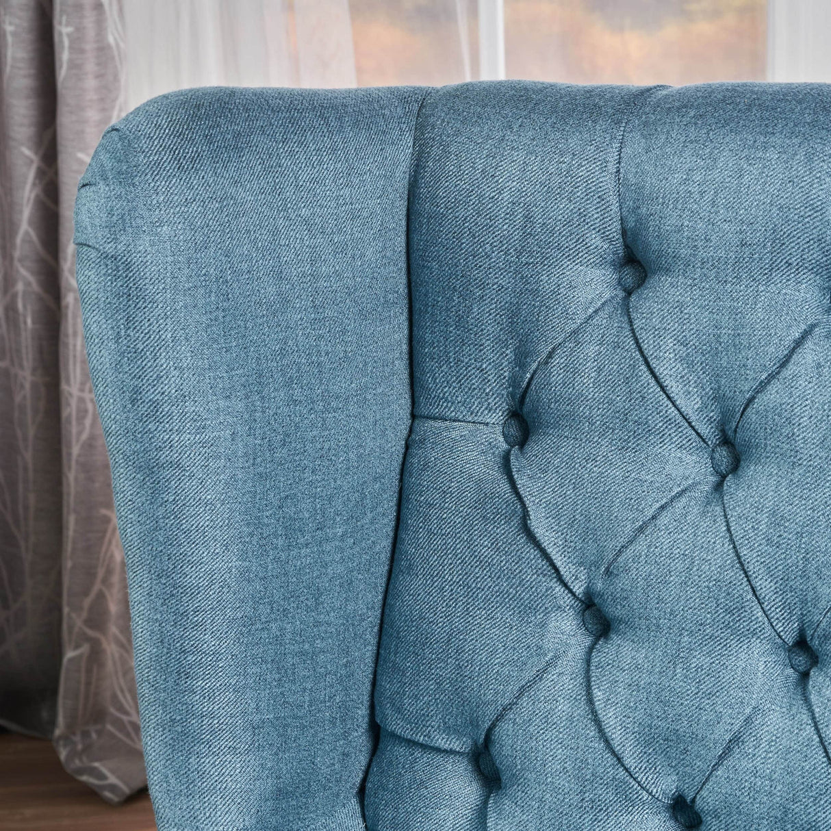 Laird Winged Tufted Studded Fabric Club Chair by Christopher Knight Home