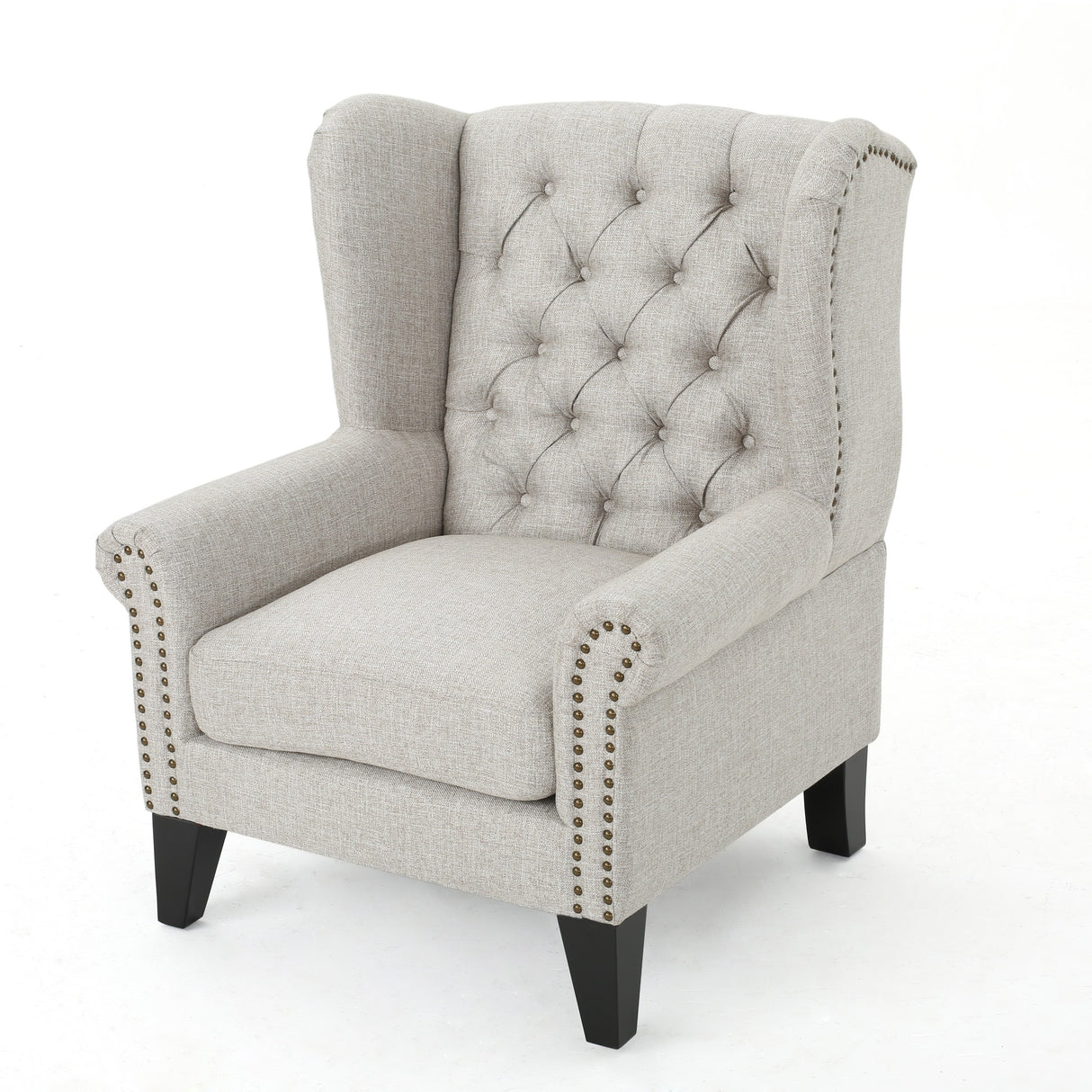 Laird Winged Tufted Studded Fabric Club Chair by Christopher Knight Home