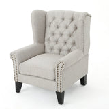Laird Winged Tufted Studded Fabric Club Chair by Christopher Knight Home