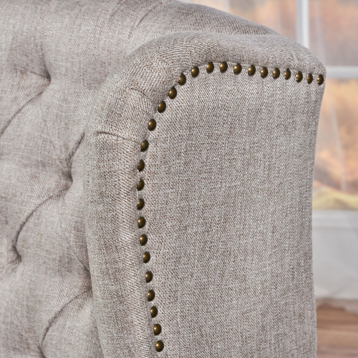Laird Winged Tufted Studded Fabric Club Chair by Christopher Knight Home