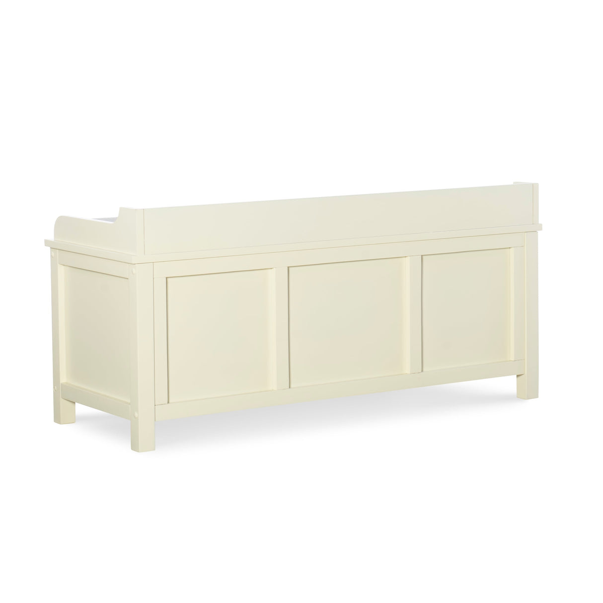 Lakeville White Metal/Wood Cushioned Storage Bench