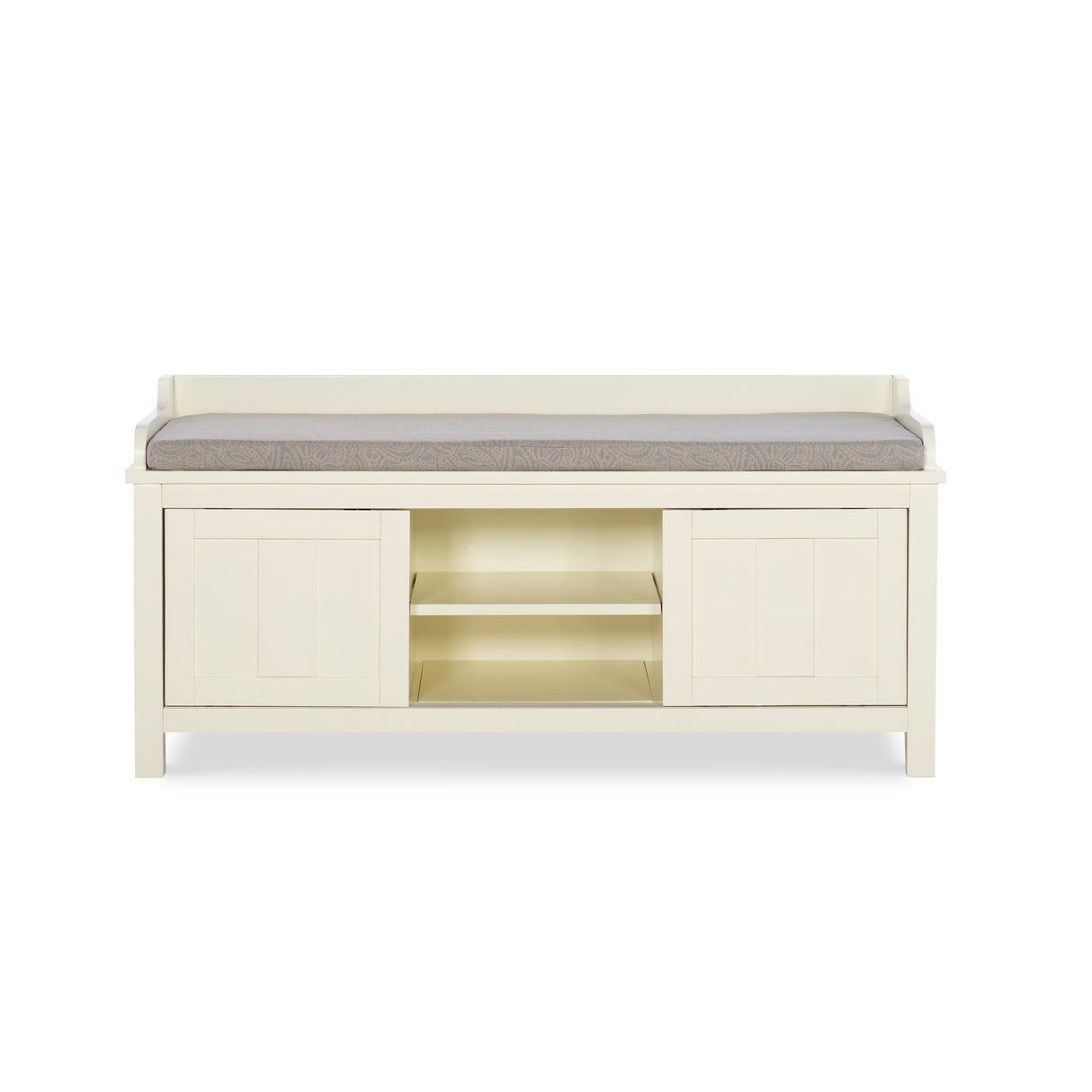 Lakeville White Metal/Wood Cushioned Storage Bench