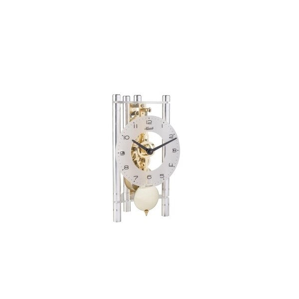Lakin-Silver and Brass Triangular Table Clock