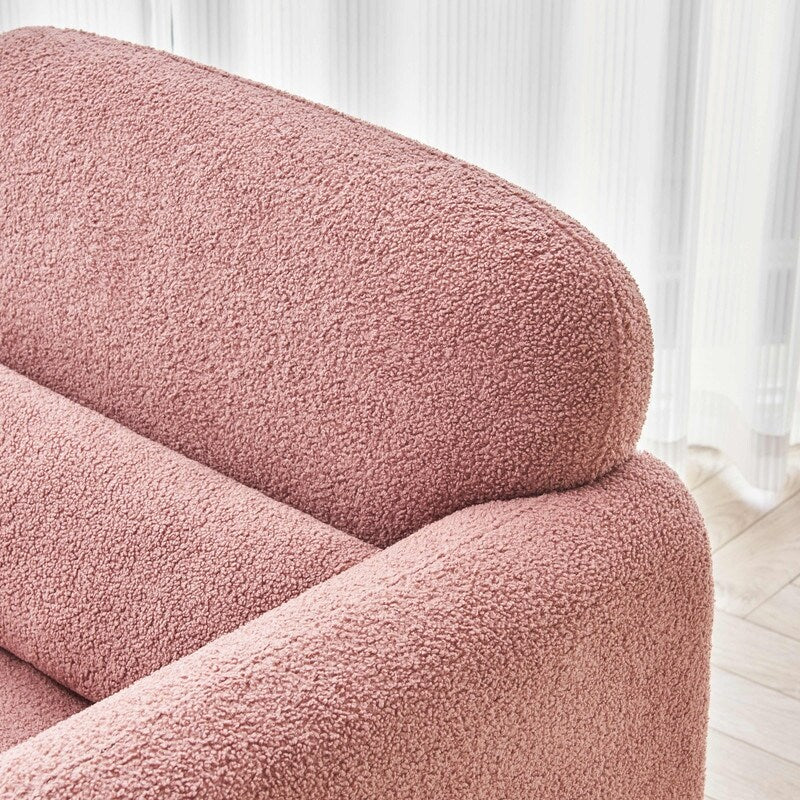 Lamb Fleece Sofa Armchair with Support Pillow, Dark Orange