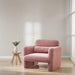 Lamb Fleece Sofa Armchair with Support Pillow, Dark Orange
