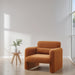 Lamb Fleece Sofa Armchair with Support Pillow, Dark Orange