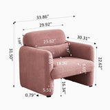 Lamb Fleece Sofa Armchair with Support Pillow, Dark Orange