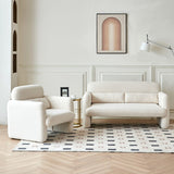 Lamb Fleece Sofa Armchair with Support Pillow, Dark Orange