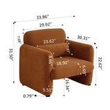 Lamb Fleece Sofa Armchair with Support Pillow, Dark Orange
