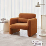 Lamb Fleece Sofa Armchair with Support Pillow, Dark Orange