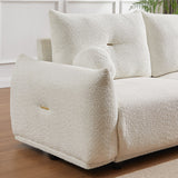 Lamb's Wool 2-seater Cushion Sofa Loveseats with 2 Cushions and 2 Ball Pillows, Beige
