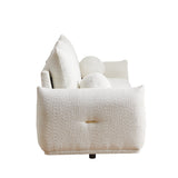 Lamb's Wool 2-seater Cushion Sofa Loveseats with 2 Cushions and 2 Ball Pillows, Beige