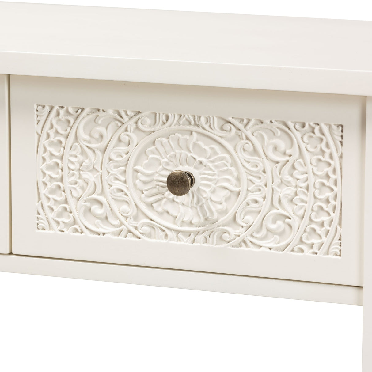 Lambert Classic and Traditional White Console Table with 2 Drawers