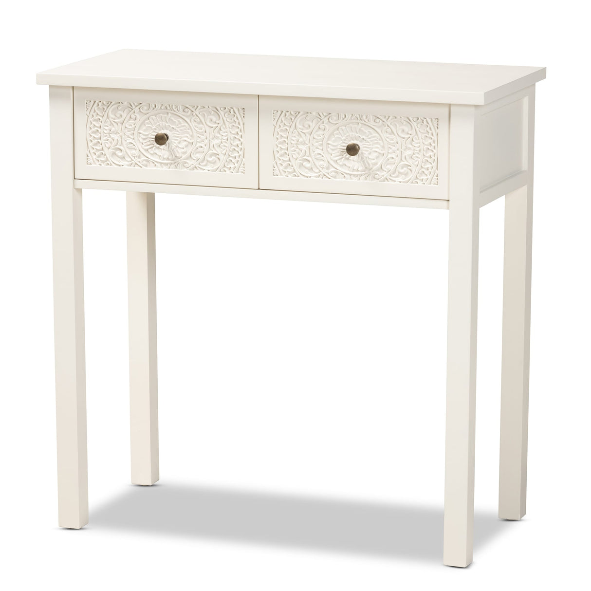 Lambert Classic and Traditional White Console Table with 2 Drawers