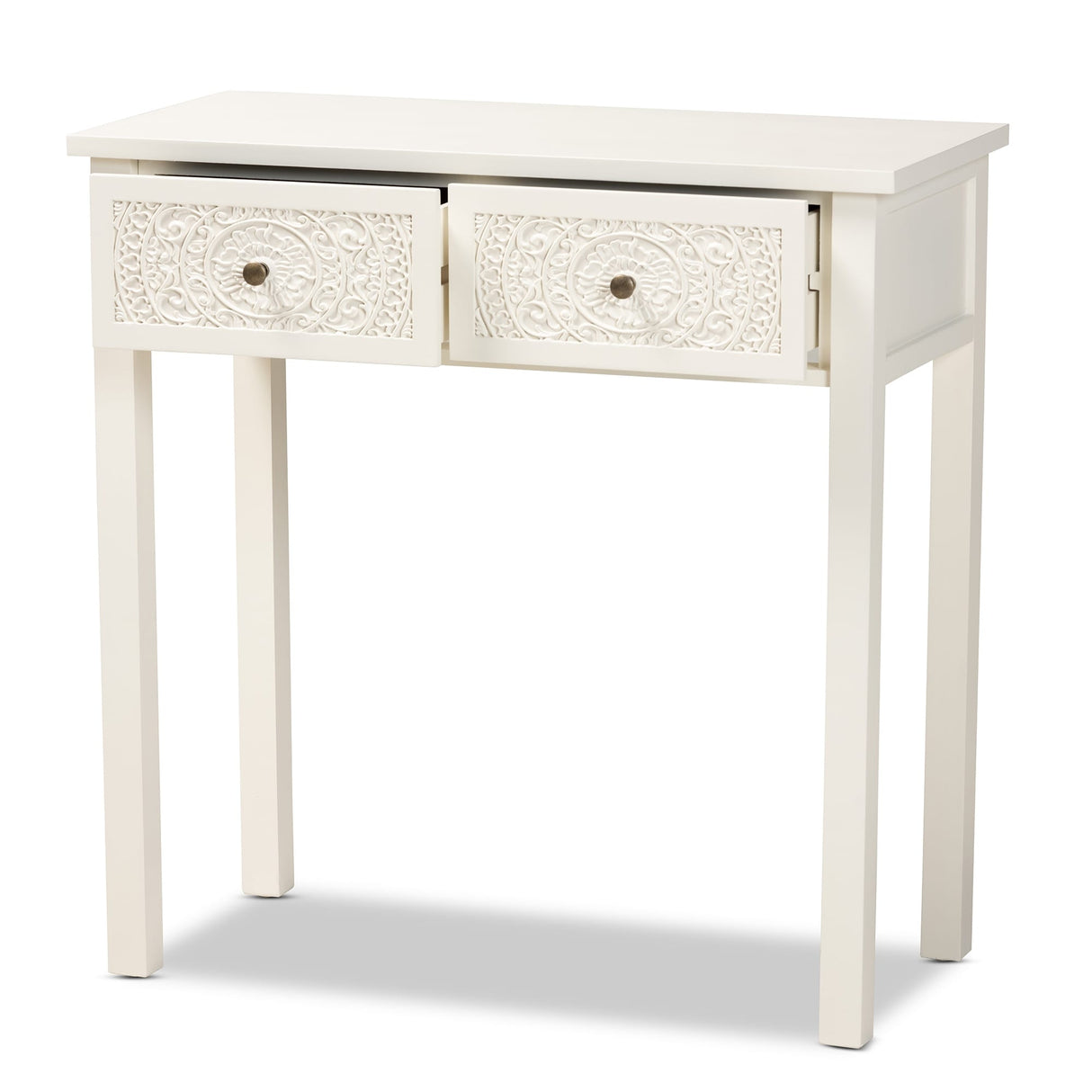 Lambert Classic and Traditional White Console Table with 2 Drawers