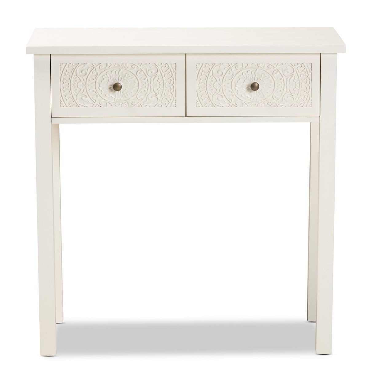 Lambert Classic and Traditional White Console Table with 2 Drawers