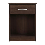 Laminted Finish Nightstand End Table Vintage Wood Bedside Table with Drawer and Open Storage Shelf for Bedroom, Brown