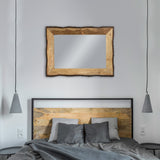 Lamont River of Goods Rectangular Brown and Tan Wood and Glass Wall Mirror - 39" x 1.25" x 28"