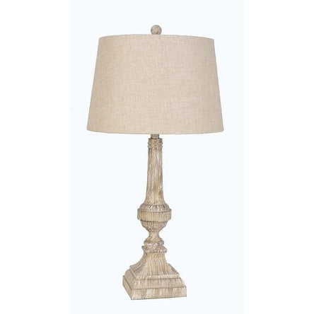 30" Wooden Distressed Polyresin Table Lamp, Brown (Set of 2) - N/A
