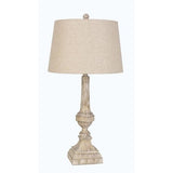 30" Wooden Distressed Polyresin Table Lamp, Brown (Set of 2) - N/A