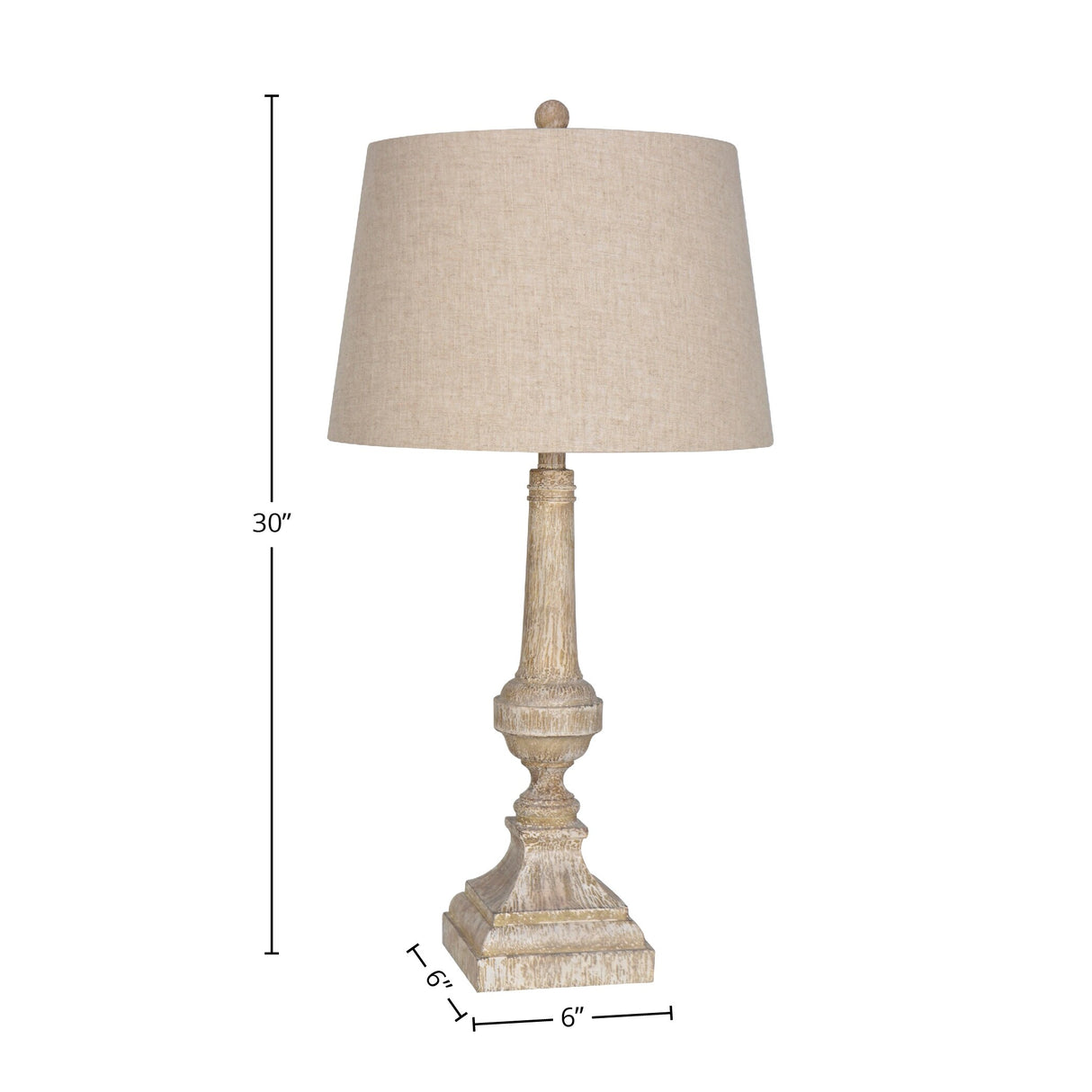 30" Wooden Distressed Polyresin Table Lamp, Brown (Set of 2) - N/A