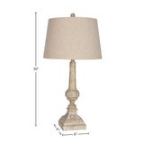 30" Wooden Distressed Polyresin Table Lamp, Brown (Set of 2) - N/A