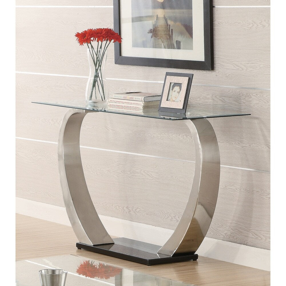 Lana Satin Rectangular Glass Top Sofa Table