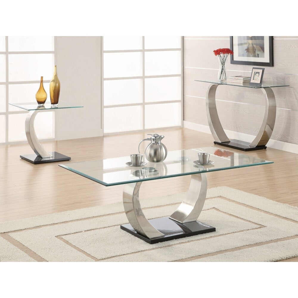 Lana Satin Rectangular Glass Top Sofa Table