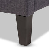 Lancashire Modern and Contemporary Grey Fabric Upholstered Queen Size Bed Frame with Tapered Legs