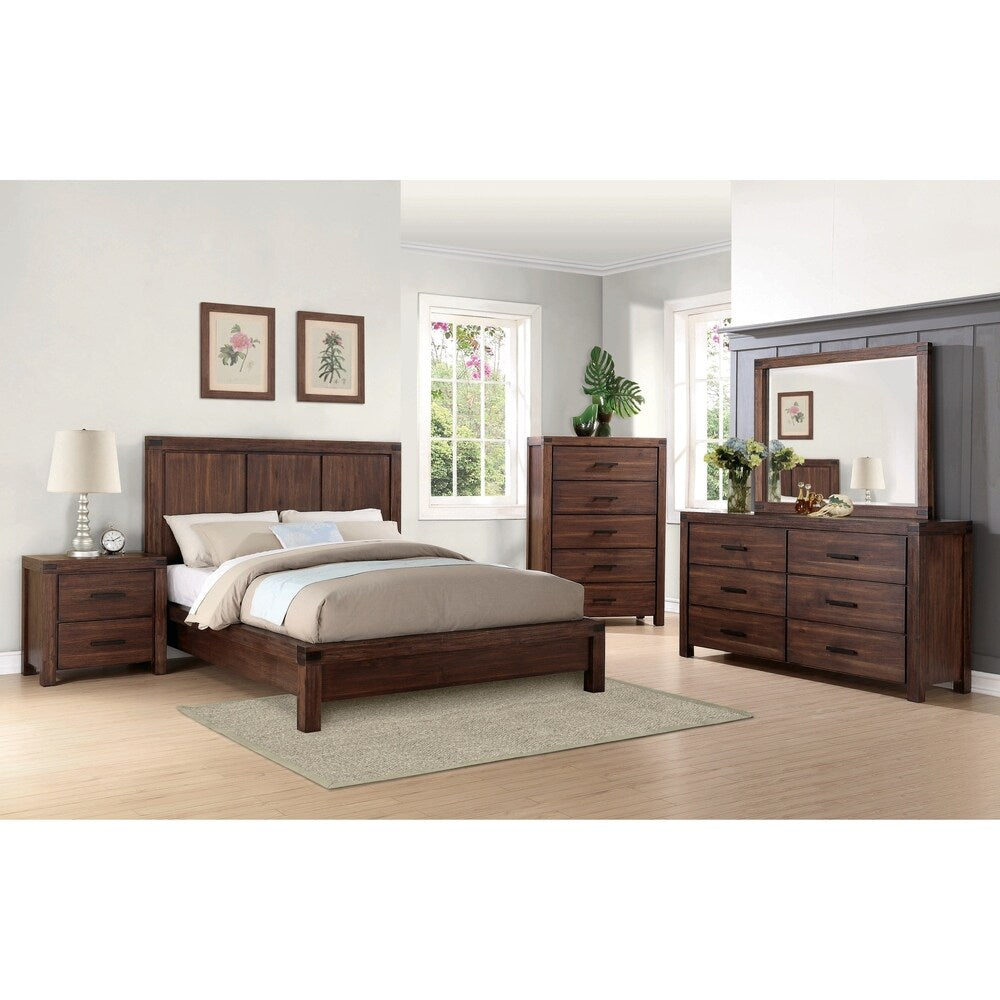 Lancashire Rustic Wire-brushed Cinnamon Bed