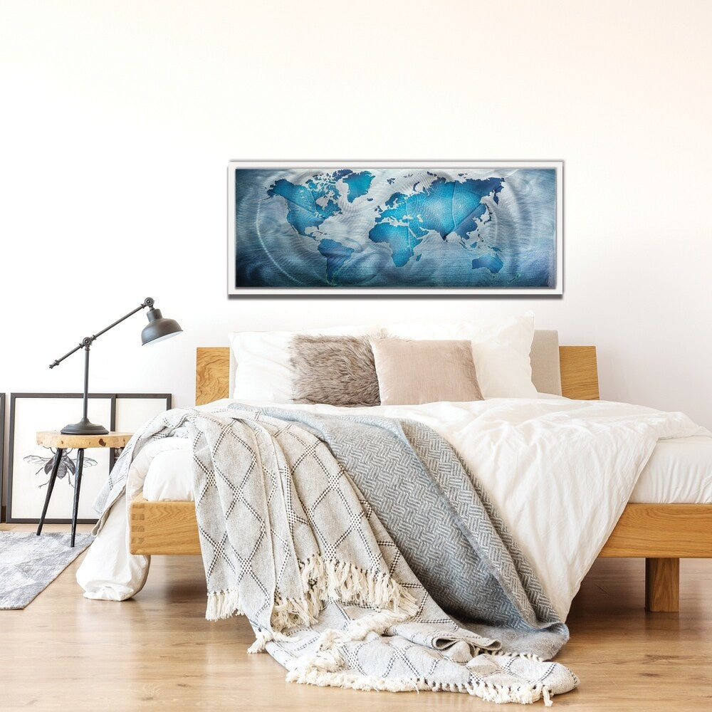 Land & Sea' Modern World Map Metal Wall Art