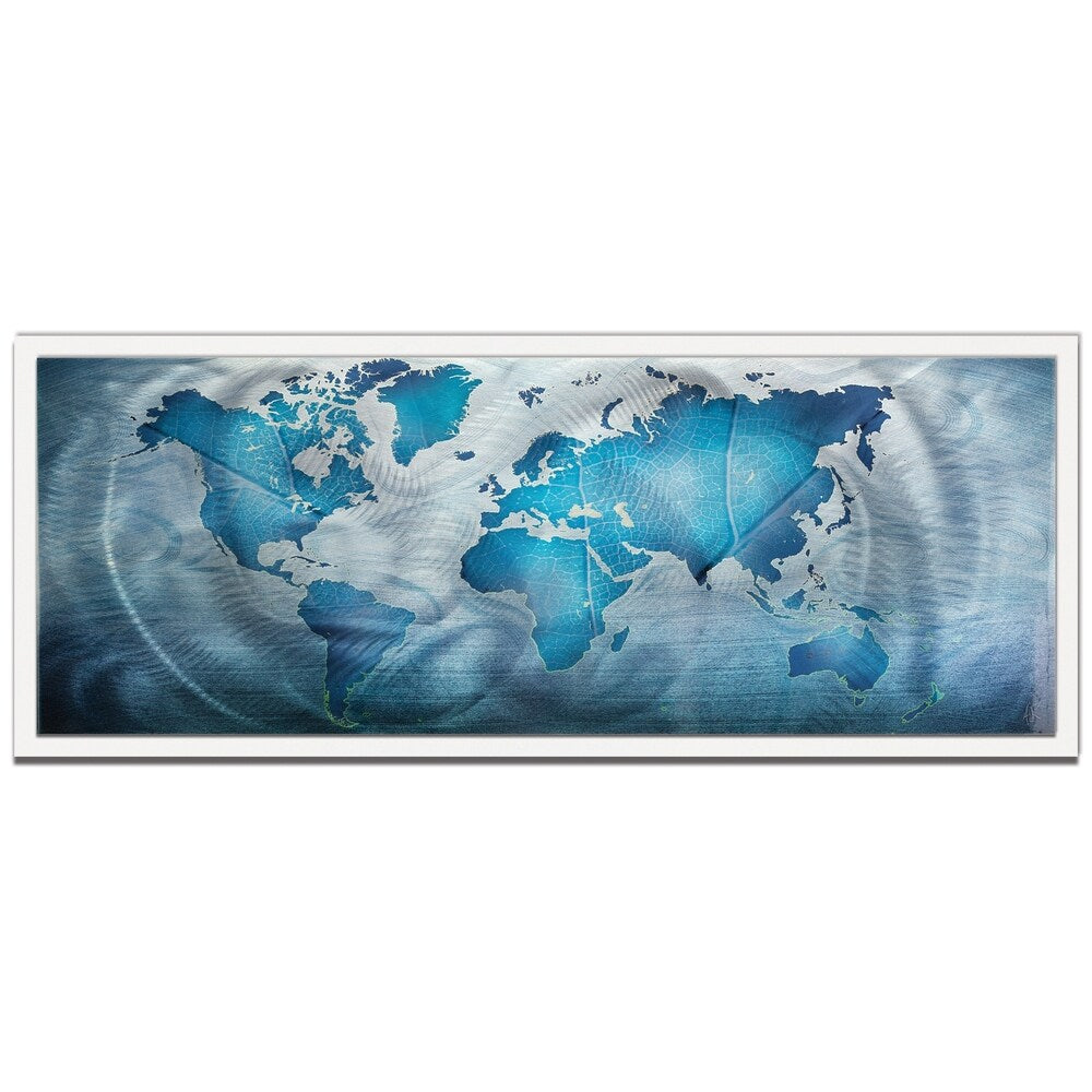 Land & Sea' Modern World Map Metal Wall Art
