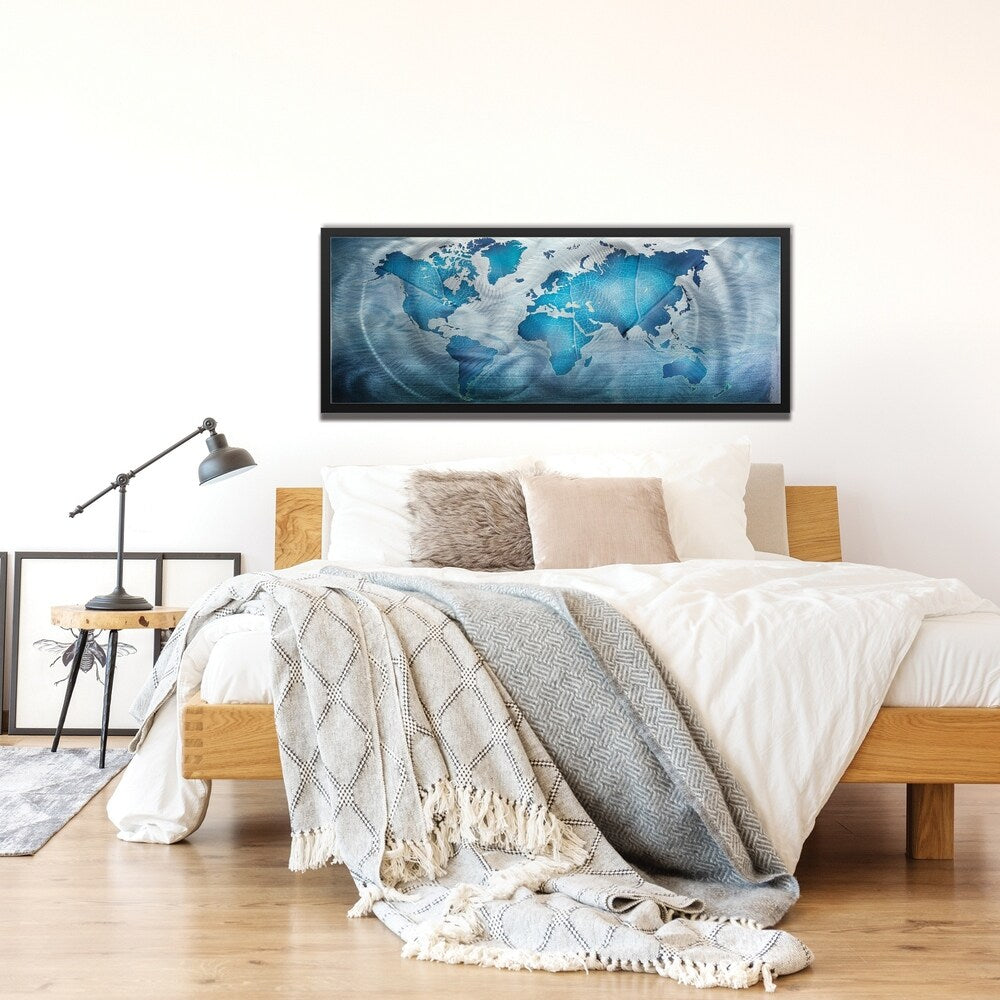 Land & Sea' Modern World Map Metal Wall Art