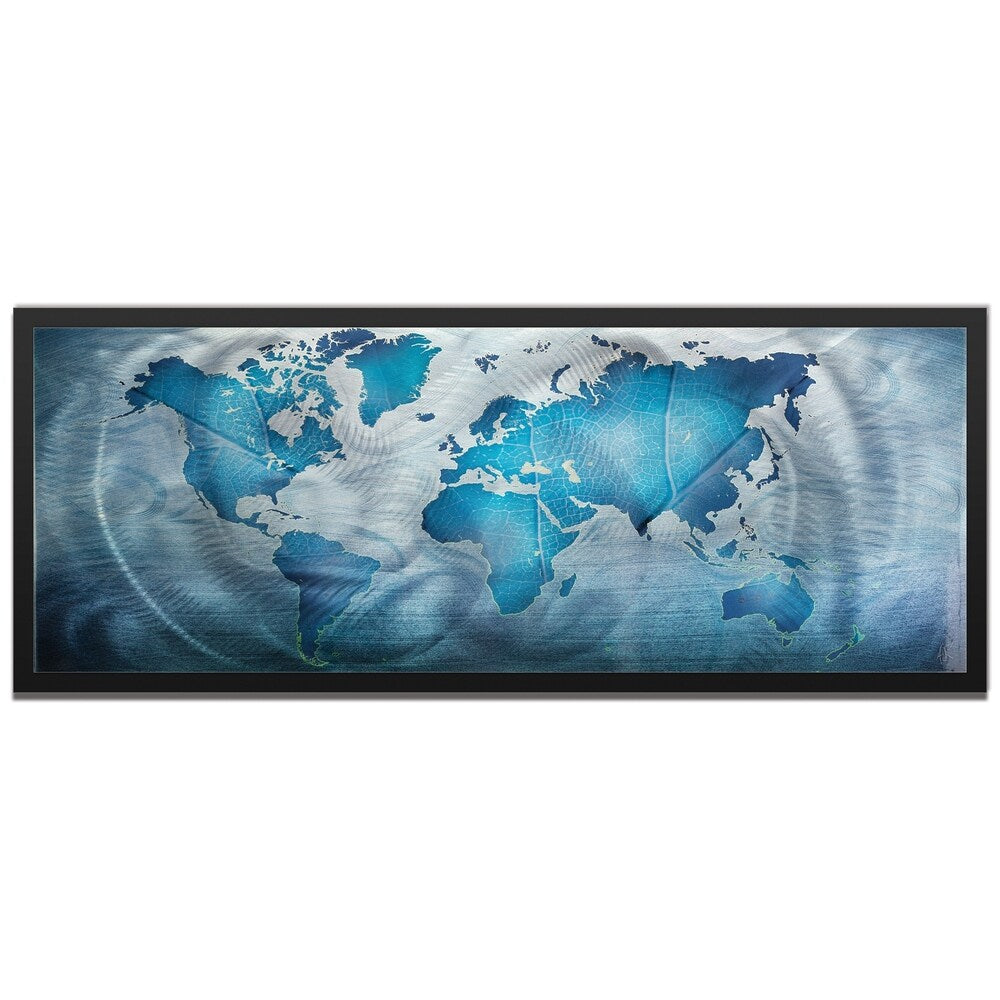 Land & Sea' Modern World Map Metal Wall Art