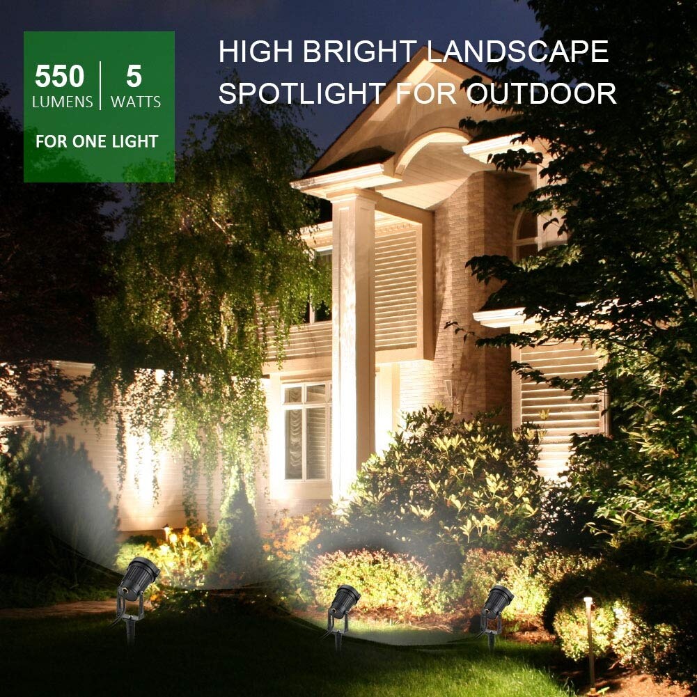 Landscape Spotlights, Outdoor Landscape Lighting for Yard, 3000K Warm White Landscaping Lights with Stake(6 Pack)
