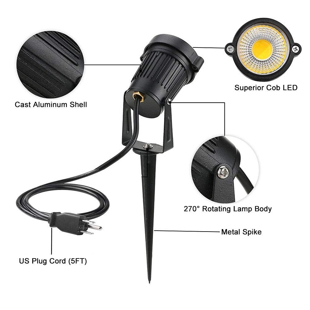 Landscape Spotlights, Outdoor Landscape Lighting for Yard, 3000K Warm White Landscaping Lights with Stake(6 Pack)