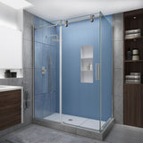Langham XL 60-64 in.x38 in.x80 in. Frameless Sliding Shower Enclosure, StarCast Clear Glass in Polished Chrome, Right