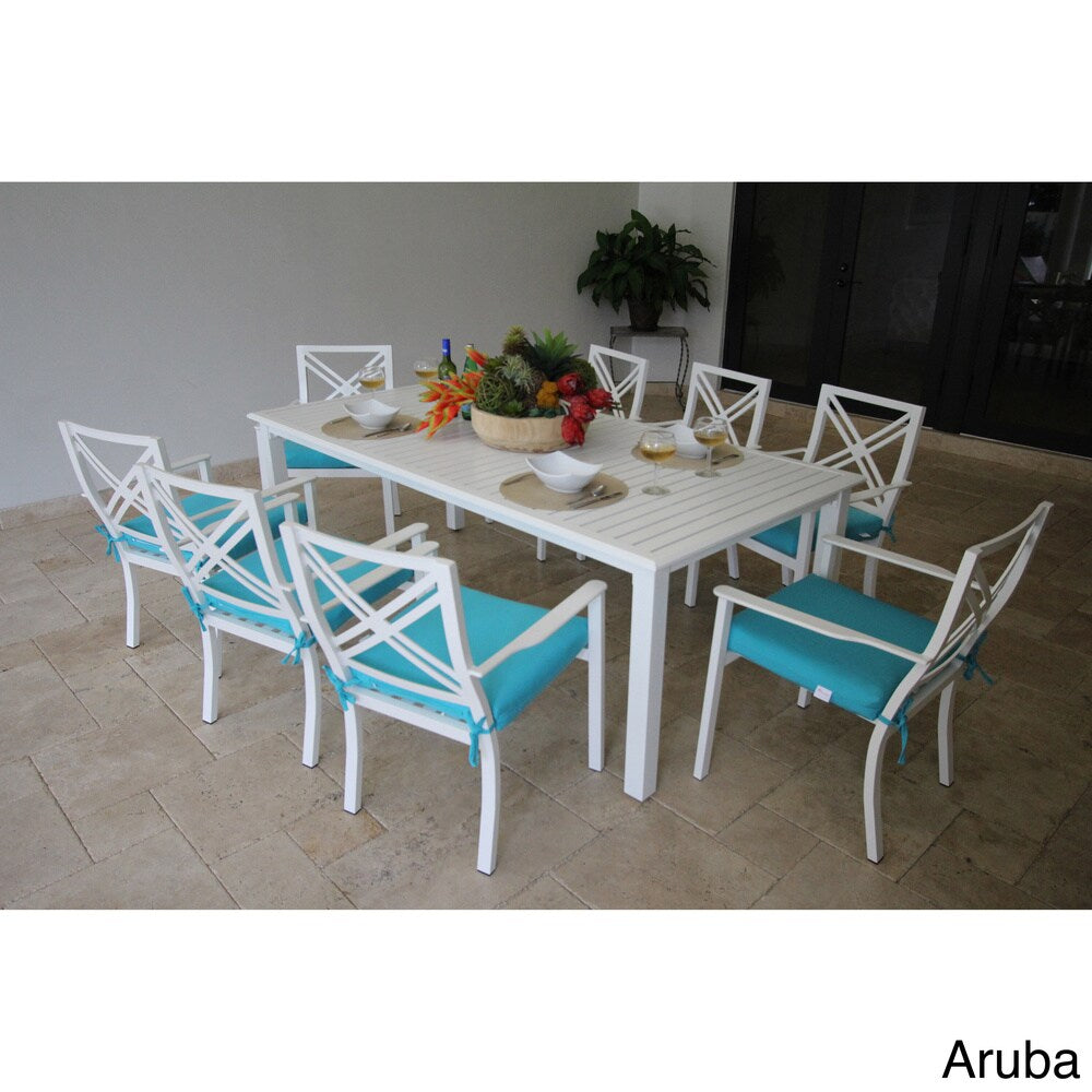Lanier 9-piece Dining Set with Knife Edge Cushions Set