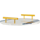 Lanna Blue Agate & Marble 14-inch Round Accent Tray - 14" x 14" x 2.1"