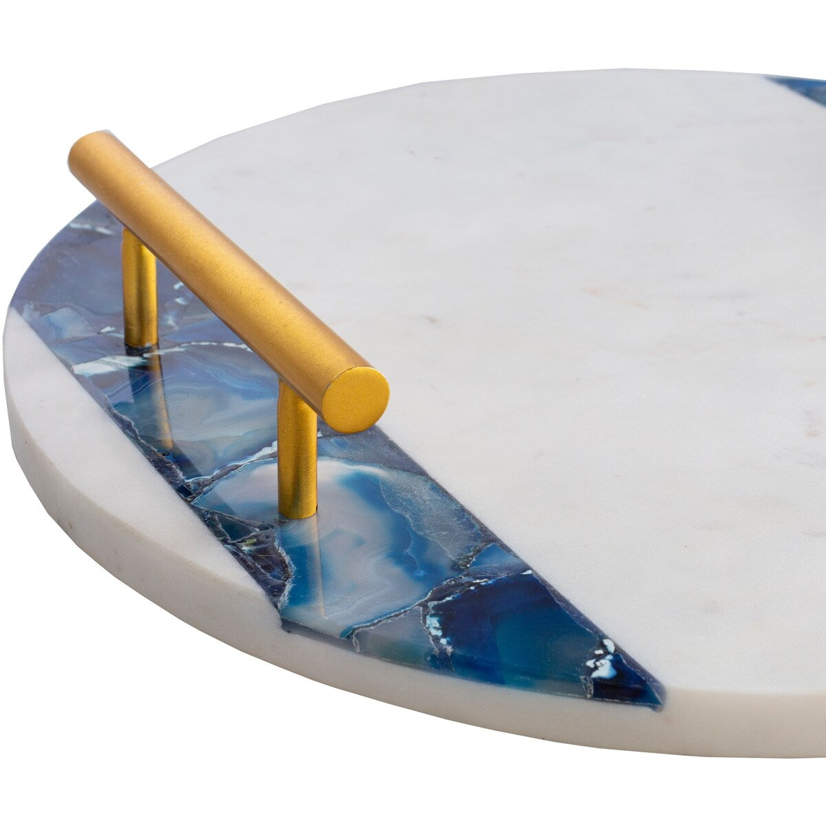 Lanna Blue Agate & Marble 14-inch Round Accent Tray - 14" x 14" x 2.1"