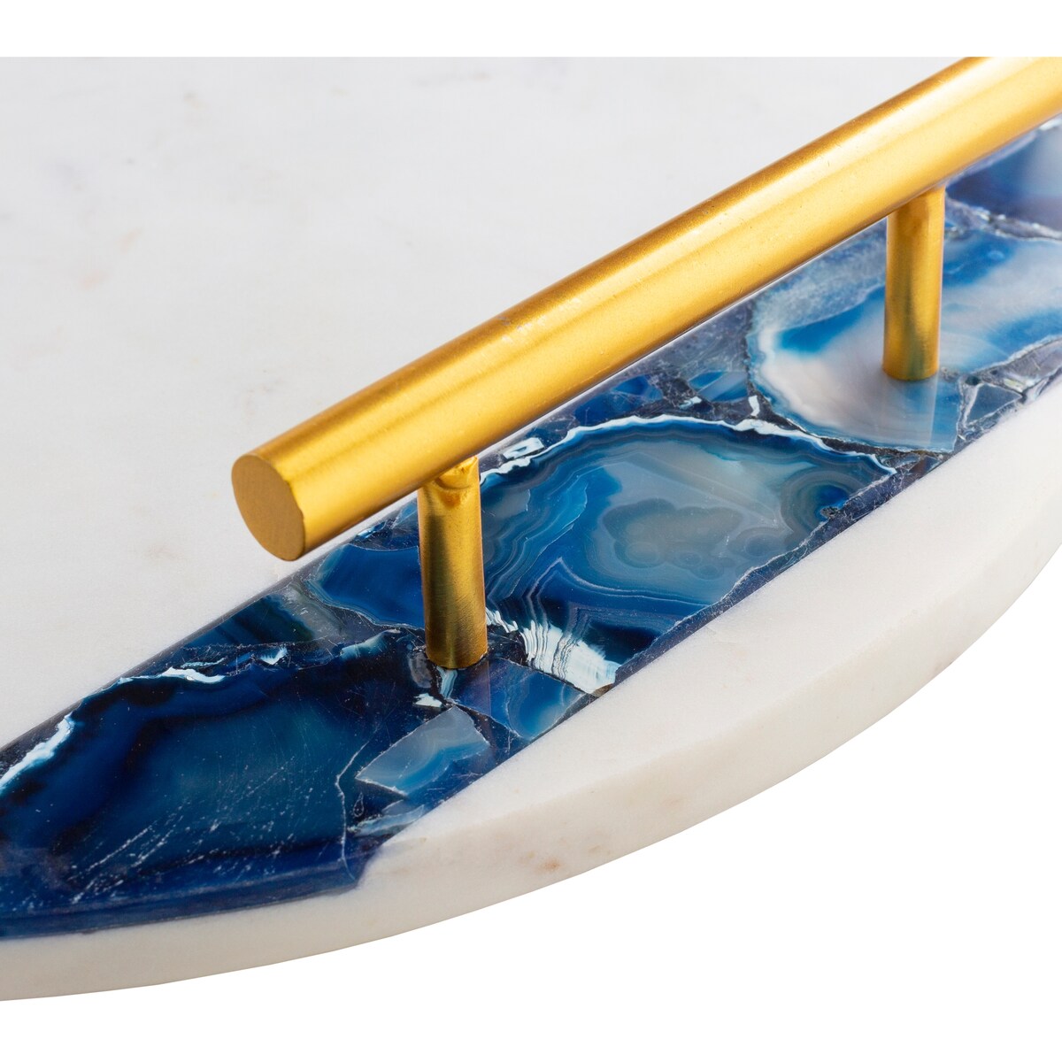 Lanna Blue Agate & Marble 14-inch Round Accent Tray - 14" x 14" x 2.1"