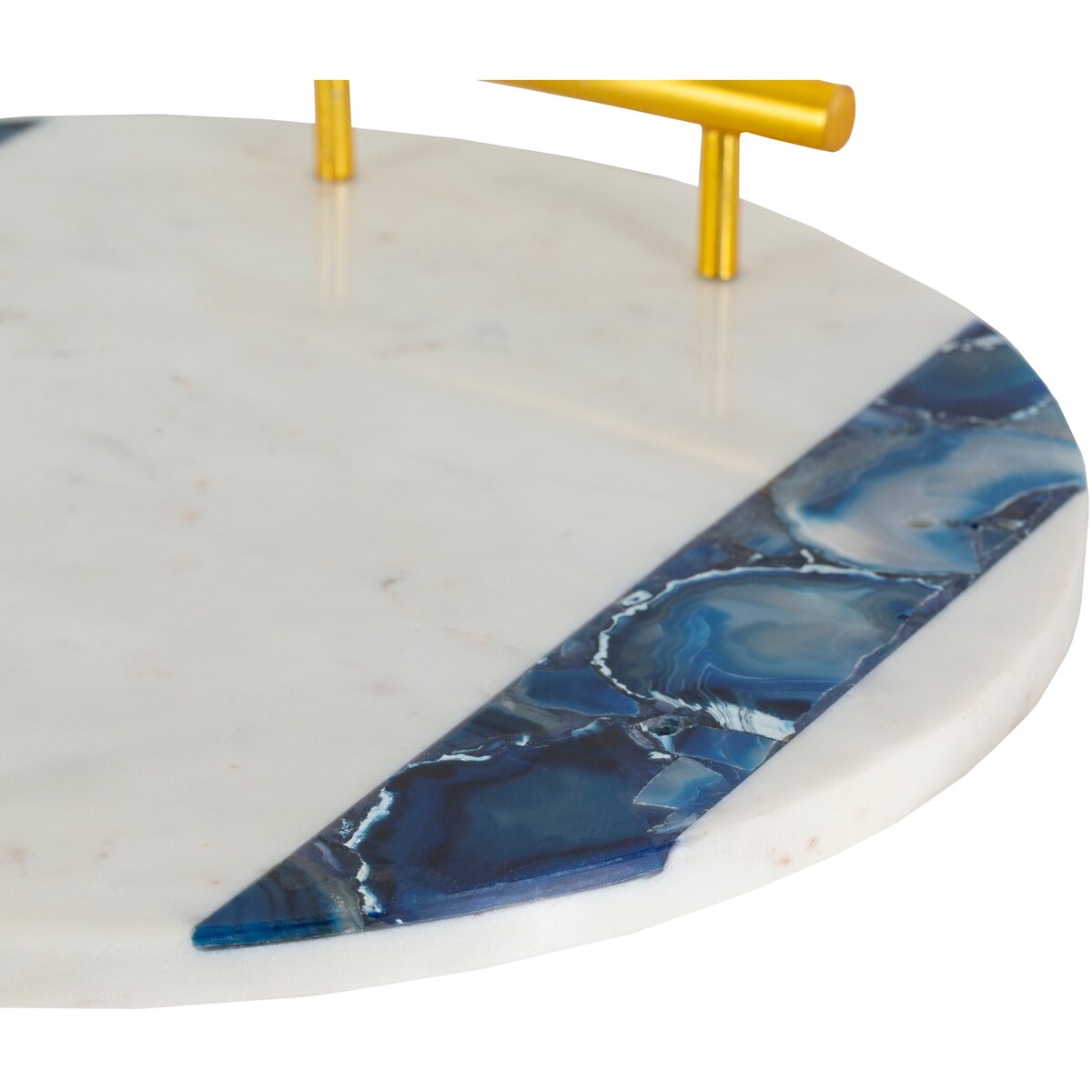 Lanna Blue Agate & Marble 14-inch Round Accent Tray - 14" x 14" x 2.1"