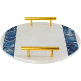 Lanna Blue Agate & Marble 14-inch Round Accent Tray - 14" x 14" x 2.1"